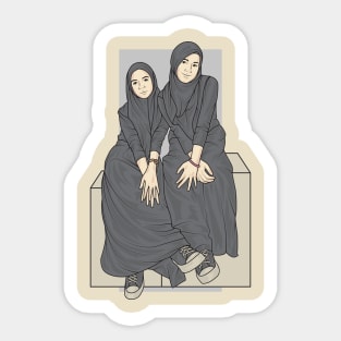 Hijab Girls In Balck Outfit Sticker